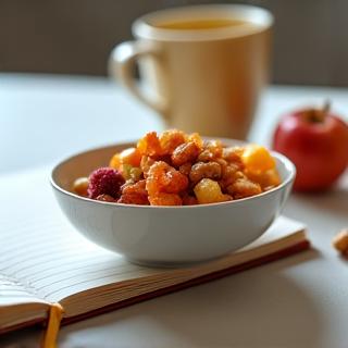 Healthy afternoon snack on a desk