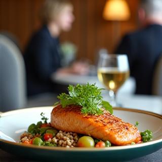 Healthy business lunch at a restaurant